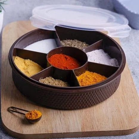 7Section Round Shape Multi-Purpose Storage Box for Storing Spice, Dry Fruits, Herbs, Masala Box with Transparent Lid Leak Proof, Air Tight Plastic Masala Dabba | Masala Container 2