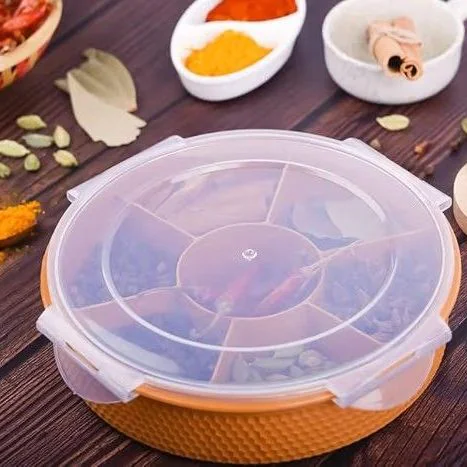 7Section Round Shape Multi-Purpose Storage Box for Storing Spice, Dry Fruits, Herbs, Masala Box with Transparent Lid Leak Proof, Air Tight Plastic Masala Dabba | Masala Container 5