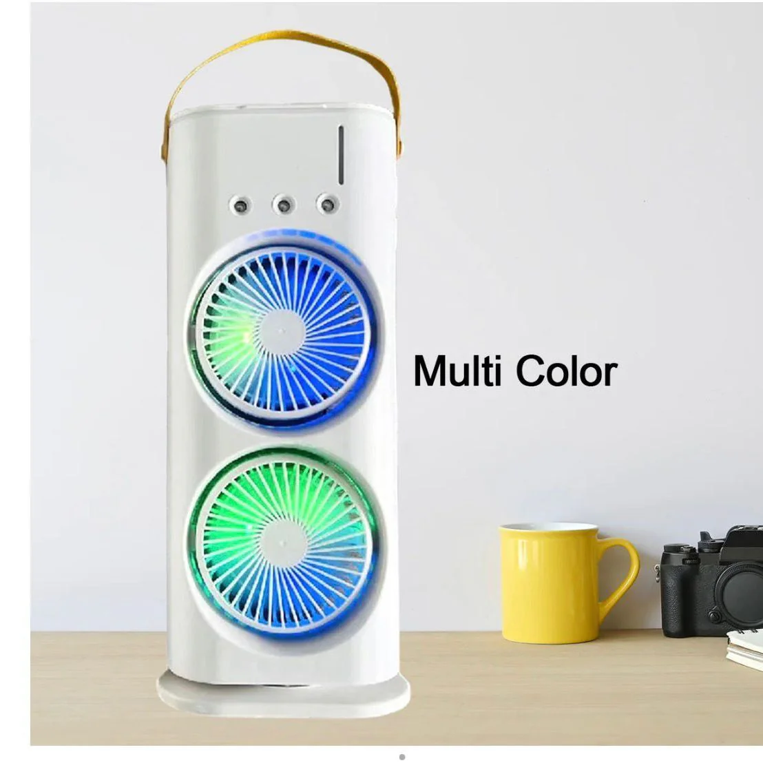 Electric Fan Desktop Double-head Powerful Air Cooler (1 Pc With Remote) 2